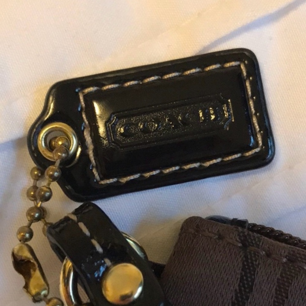 Coach Signature Brown & Black Wristlet With Hangtag - Picture 10 of 10